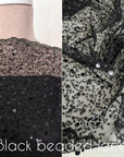 Black Beaded Lace Fabric by Yard, Luxury Shimmer Mesh with Pearls & Sequins for Bridal Gowns, Wedding Dresses, Veils, Event Decor, Crafts - from Gala Textile