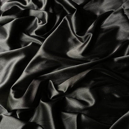 Black Soft Silky Stretch Charmeuse Satin Elegant, Versatile, Luxurious Perfect for Apparel, Accessories and Home Decor Order by the Yard - from Gala Textile