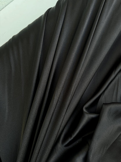 Black Soft Silky Stretch Charmeuse Satin Elegant, Versatile, Luxurious Perfect for Apparel, Accessories and Home Decor Order by the Yard - from Gala Textile