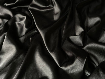 Black Soft Silky Stretch Charmeuse Satin Elegant, Versatile, Luxurious Perfect for Apparel, Accessories and Home Decor Order by the Yard - from Gala Textile