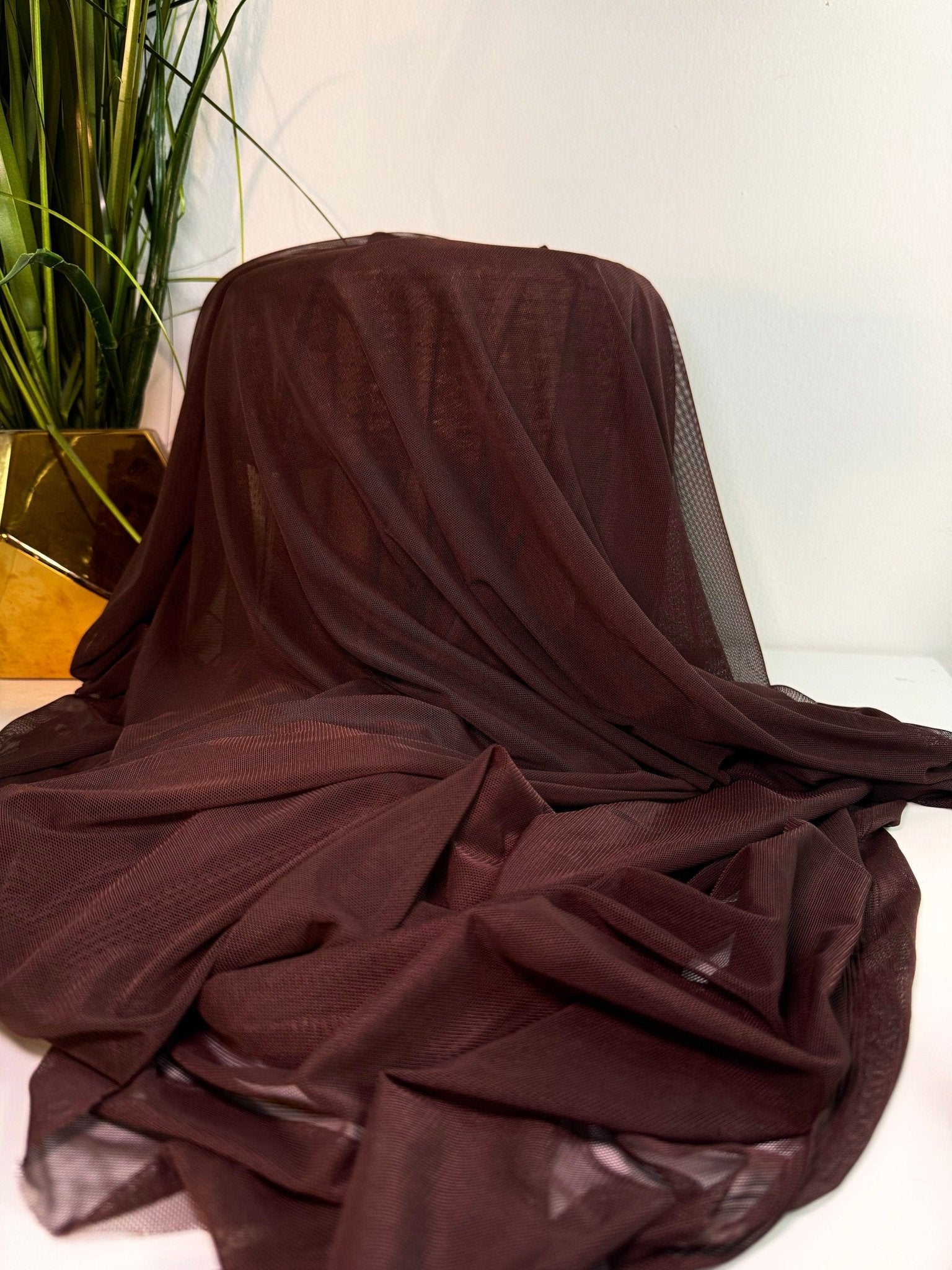 Dark Brown 4 way Stretch Power Mesh Nylon Spandex Super Stretch, Bridal Power Mesh By Yard, Backdrop Soft Sheer Fabrics, Brown Illusion Mesh - from Gala Textile