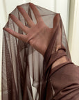 Dark Brown 4 way Stretch Power Mesh Nylon Spandex Super Stretch, Bridal Power Mesh By Yard, Backdrop Soft Sheer Fabrics, Brown Illusion Mesh - from Gala Textile