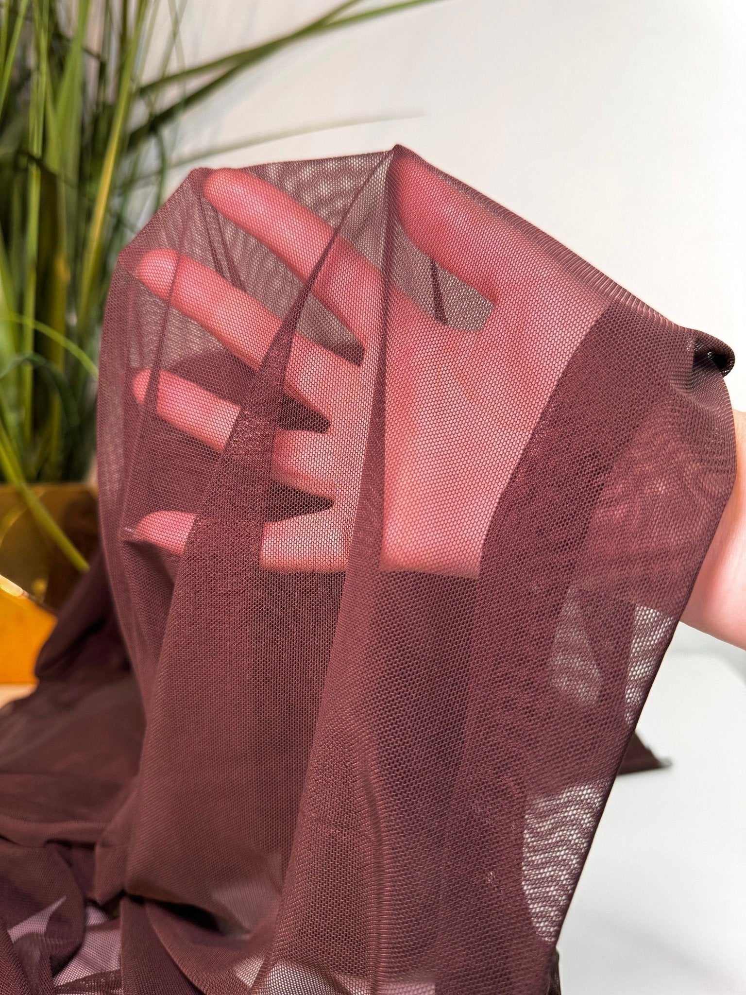 Dark Brown 4 way Stretch Power Mesh Nylon Spandex Super Stretch, Bridal Power Mesh By Yard, Backdrop Soft Sheer Fabrics, Brown Illusion Mesh - from Gala Textile