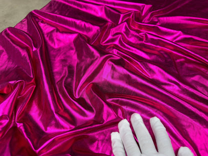 Fuchsia Spandex Lame Foil Fabric Stretch Pink Metallic Material, All Over Foil on Stretch Knit, for Dance Wear, Costumes, Dresses, Leggings - from Gala Textile