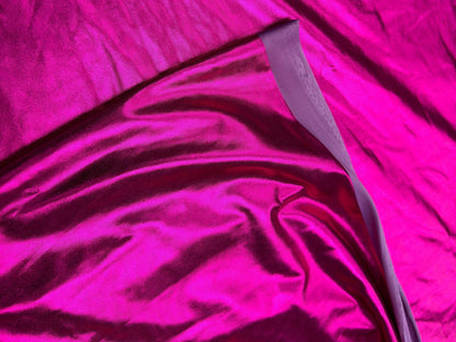 Fuchsia Spandex Lame Foil Fabric Stretch Pink Metallic Material, All Over Foil on Stretch Knit, for Dance Wear, Costumes, Dresses, Leggings - from Gala Textile