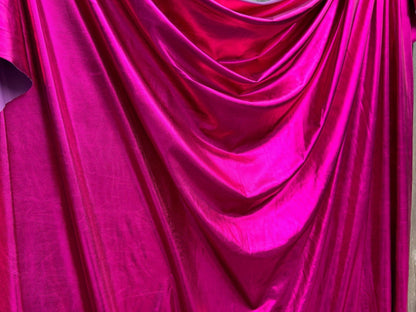 Fuchsia Spandex Lame Foil Fabric Stretch Pink Metallic Material, All Over Foil on Stretch Knit, for Dance Wear, Costumes, Dresses, Leggings - from Gala Textile