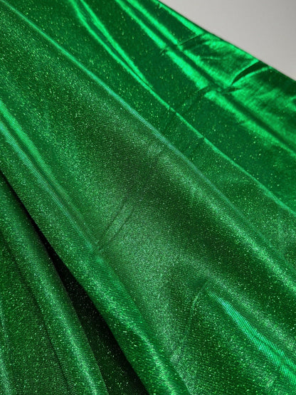 Green Shimmer Lurex Knit Fabric by Yard, Green Luxury Stretch Sparkle Spandex Glitter for Gowns, Backdrops, 2 Way Stretch Christmas Crafts - from Gala Textile