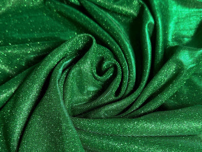 Green Shimmer Lurex Knit Fabric by Yard, Green Luxury Stretch Sparkle Spandex Glitter for Gowns, Backdrops, 2 Way Stretch Christmas Crafts - from Gala Textile