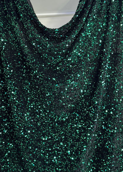 Hunter green sequins on black velvet - from Gala Textile