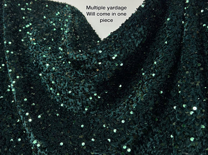 Hunter Green Sequins on Green Stretch Velvet Fabric, Luxury Sequins Fabric by yard for Dresses Gowns, Bows, DYI Premium Quality Lowest Price - from Gala Textile