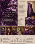 Deep eggplant floral stretch lace fabric use guide for bridal prom and gothic couture