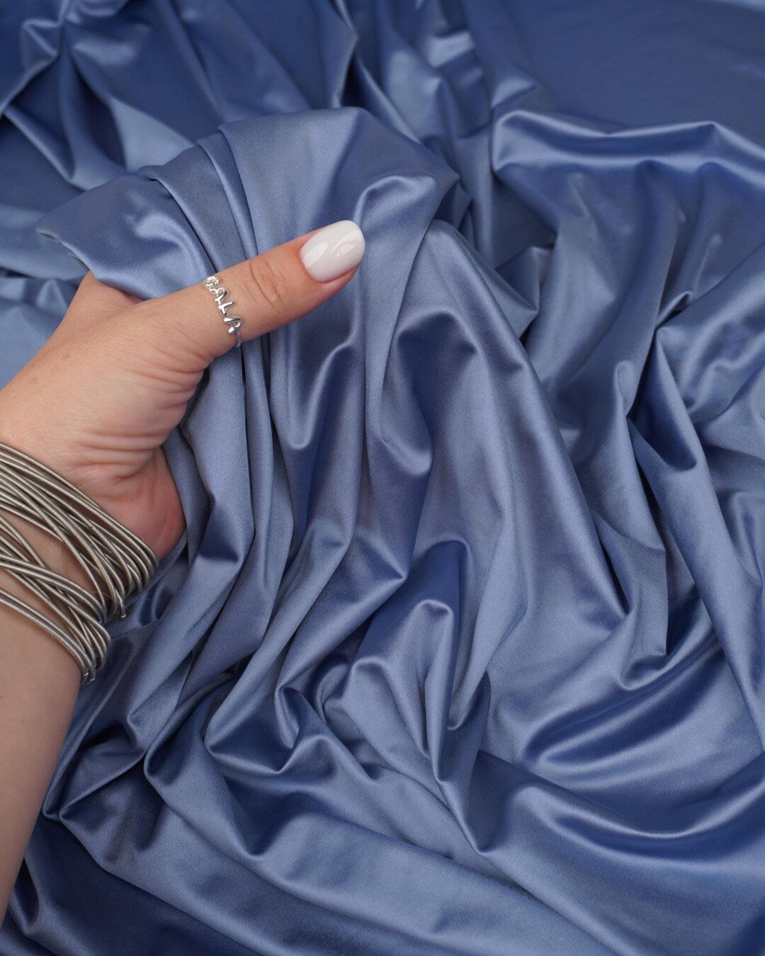 Denim Shiny Milliskin Nylon Spandex Fabric - Image 3