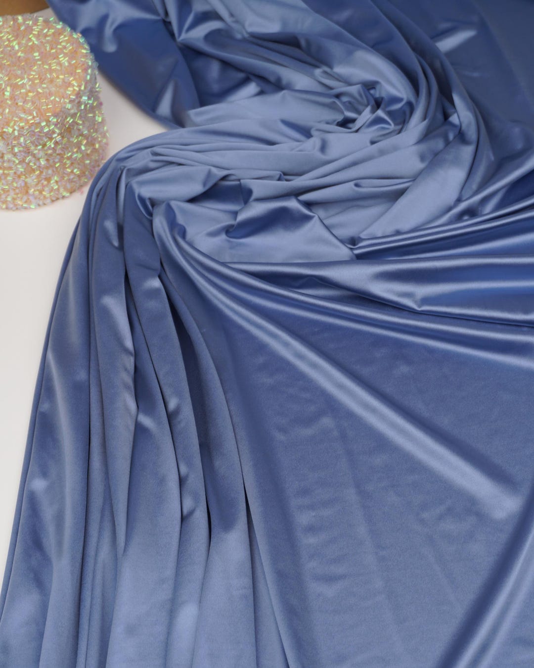 Denim Shiny Milliskin Nylon Spandex Fabric - Image 4