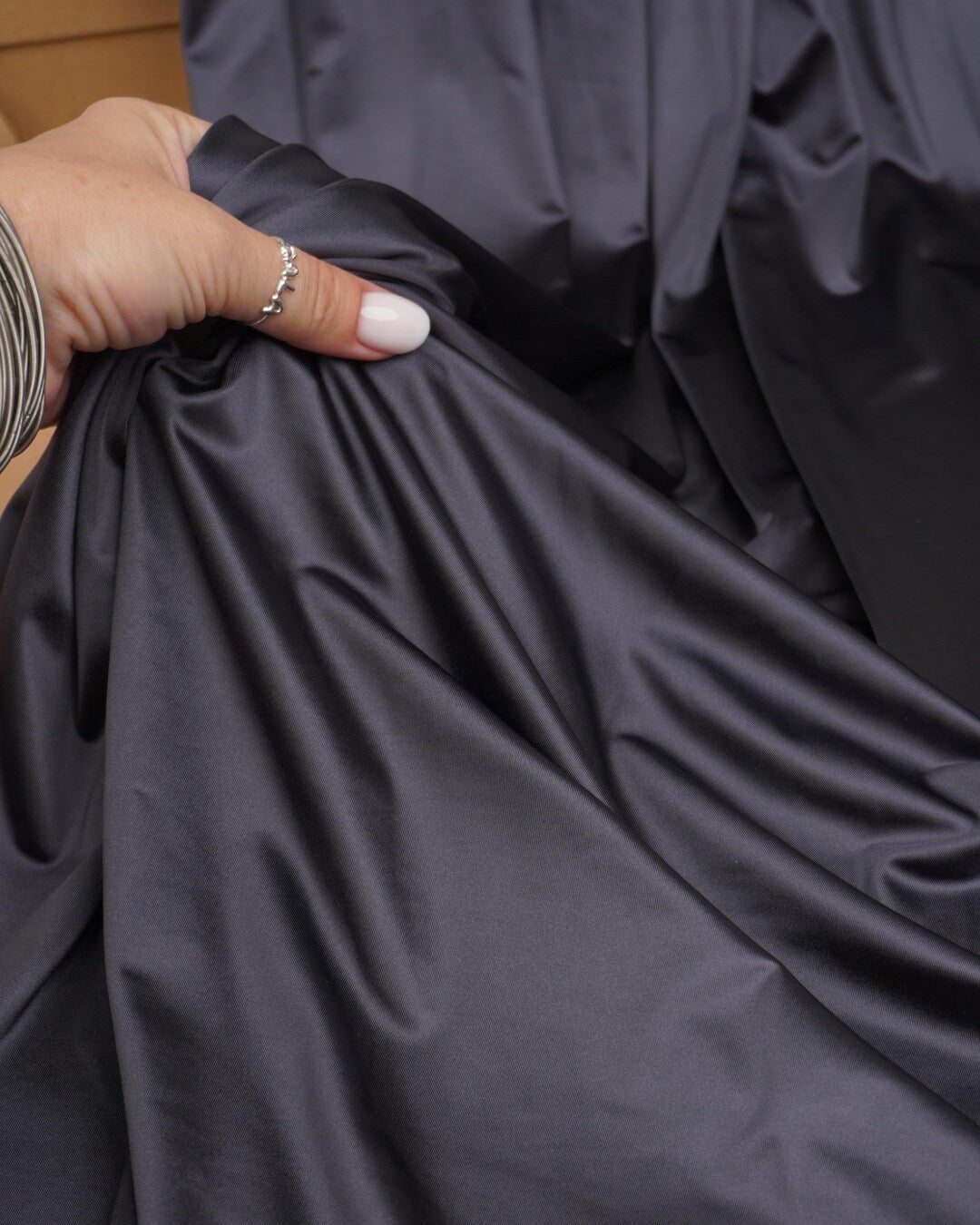 Gray Shiny Milliskin Nylon Spandex Fabric