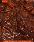 Copper 3mm confetti dot sequin fabric draped, metallic mesh sparkle fabric by the yard