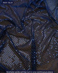 Navy Blue 3mm confetti dot sequin fabric draped, metallic mesh sparkle fabric by the yard