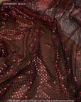 Cranberry Black 3mm confetti dot sequin fabric draped, metallic mesh sparkle fabric by the yard