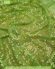 Lime 3mm confetti dot sequin fabric draped, metallic mesh sparkle fabric by the yard