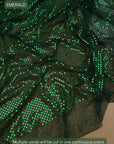 Emerald 3mm confetti dot sequin fabric draped, metallic mesh sparkle fabric by the yard