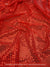 Red 3mm confetti dot sequin fabric draped, metallic mesh sparkle fabric by the yard