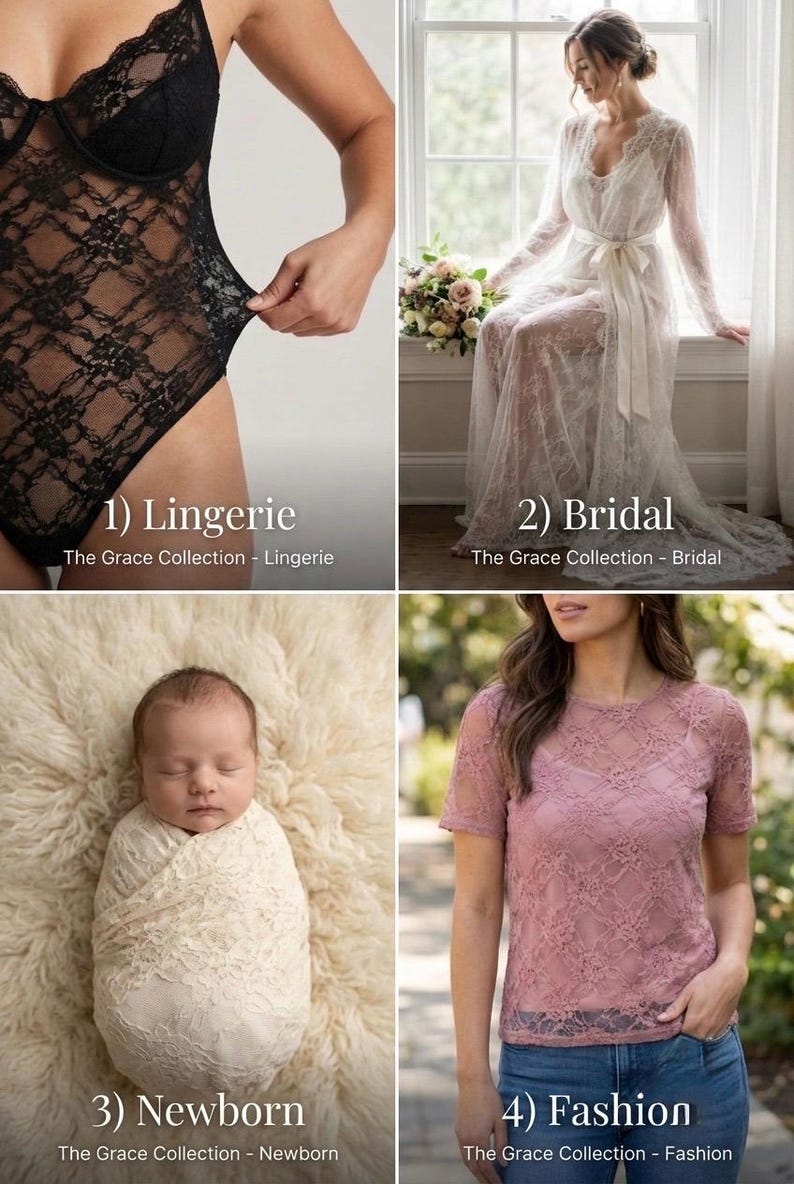 Floral Stretch Lace uses lingerie bridal newborn fashion collage