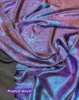 Purple Galaxy Foil Multi Shimmer Metallic Fabric by Yard Reflective Shiny Hologram Iridescent Material for Kimonos Kids Dress Crafts 115GSM