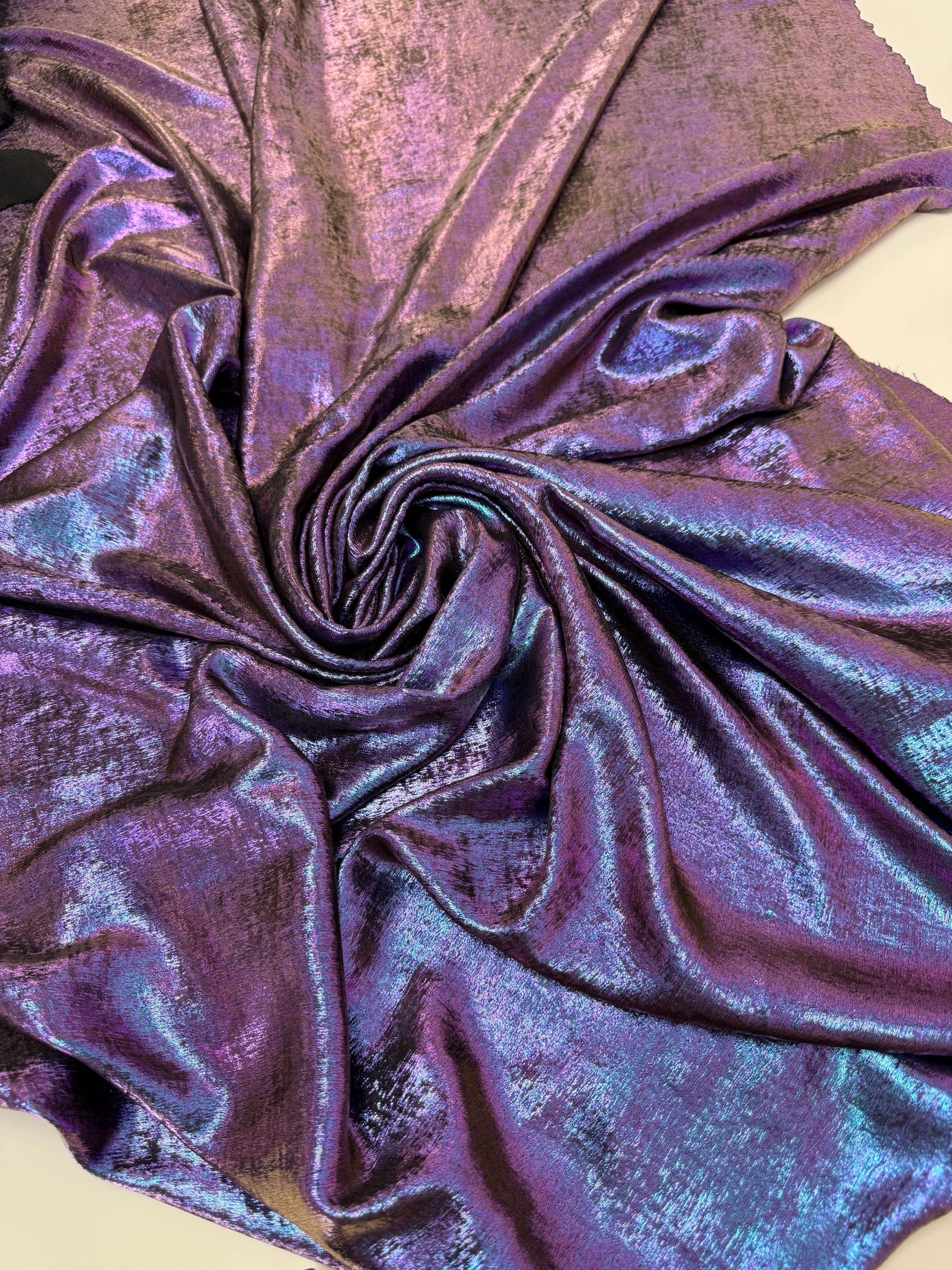 Purple Galaxy Foil Multi Shimmer Metallic Fabric by Yard Reflective Shiny Hologram Iridescent Material for Kimonos Kids Dress Crafts 115GSM