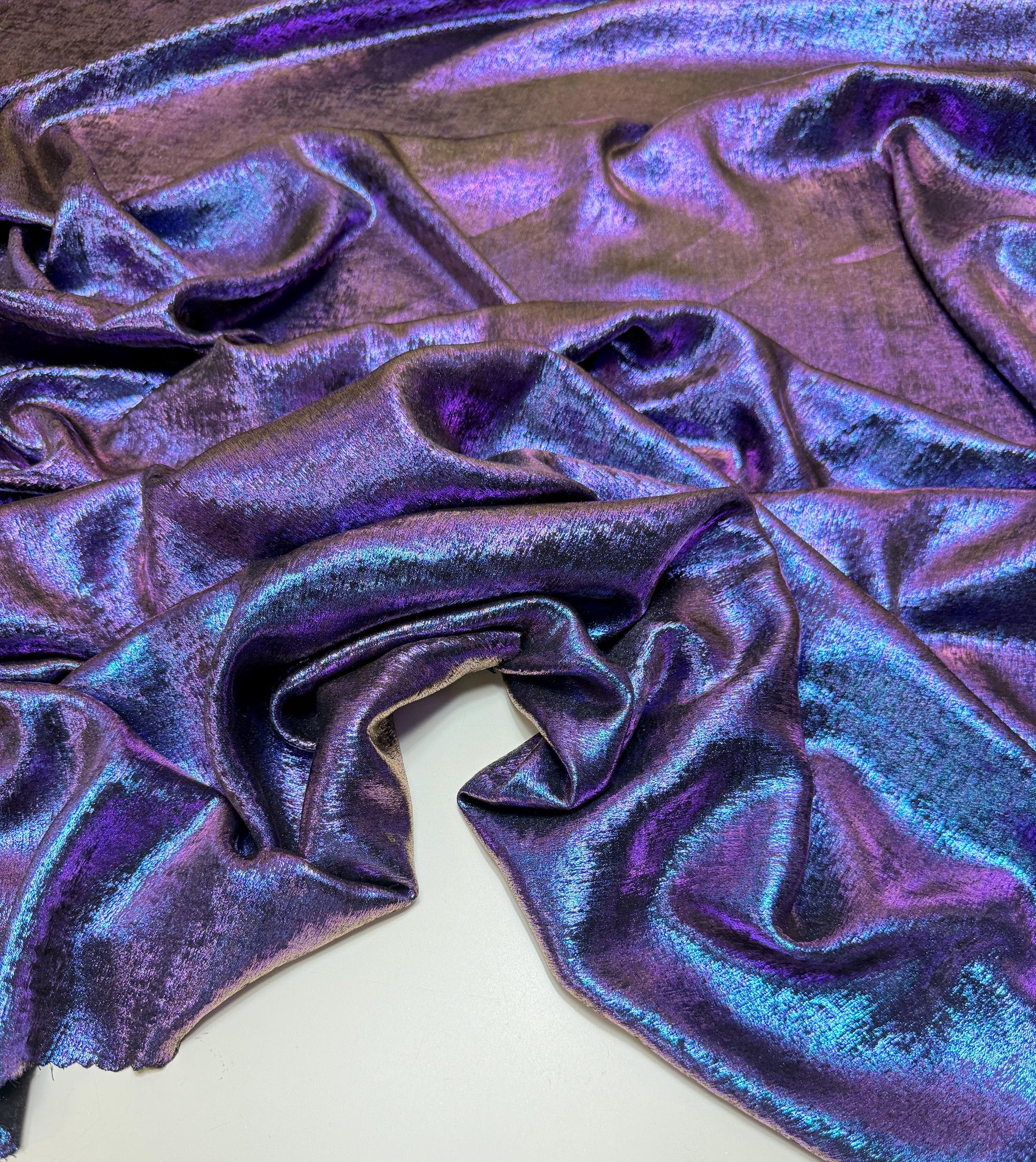 Purple Galaxy Foil Multi Shimmer Metallic Fabric by Yard Reflective Shiny Hologram Iridescent Material for Kimonos Kids Dress Crafts 115GSM