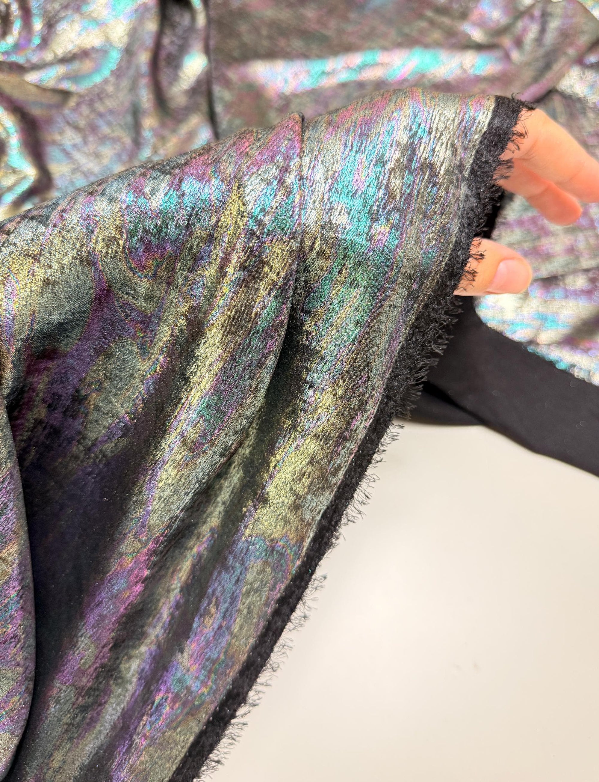 Iridescent Galaxy Foil Fabric by Yard, Shimmer Metallic Gold Hologram, for Cosplay Costumes