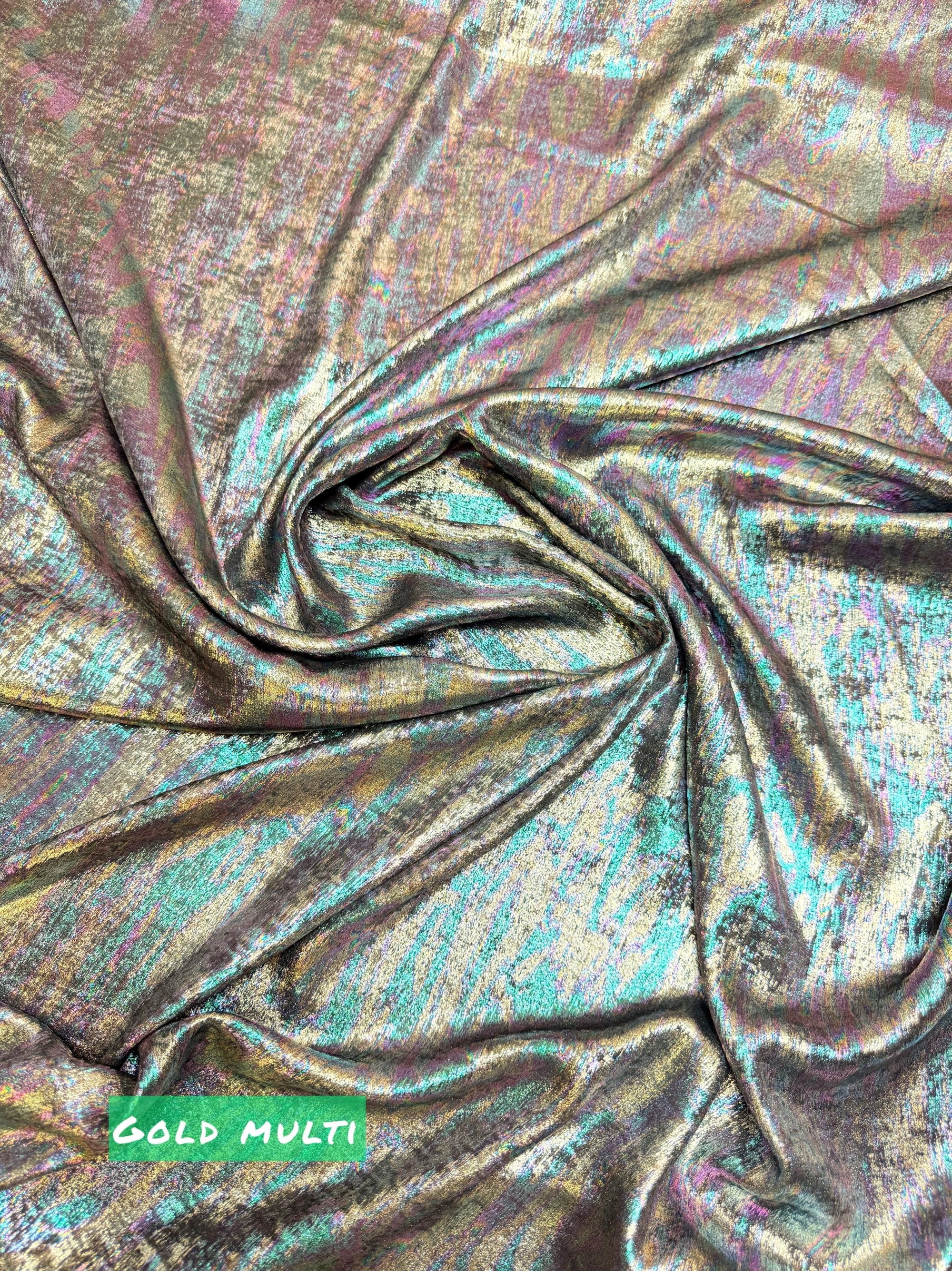 Purple Galaxy Foil Multi Shimmer Metallic Fabric by Yard Reflective Shiny Hologram Iridescent Material for Kimonos Kids Dress Crafts 115GSM