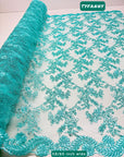 Tiffany Floral Lace Fabric by Yard Embroidery Corded With Sequins Fabric Non Stretch for Formal Wear, Bridal Gowns, Event Decoration