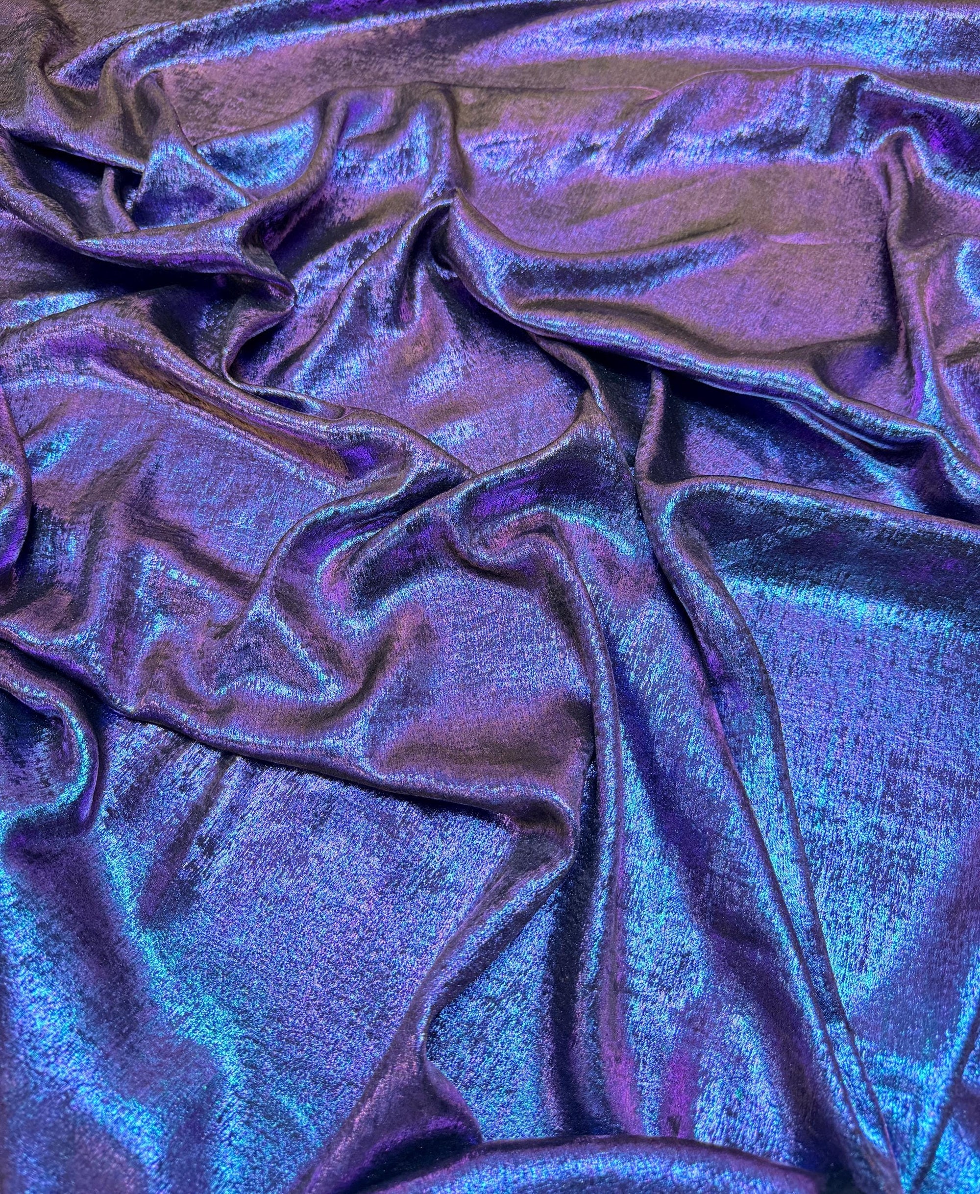 Purple Galaxy Foil Multi Shimmer Metallic Fabric by Yard Reflective Shiny Hologram Iridescent Material for Kimonos Kids Dress Crafts 115GSM