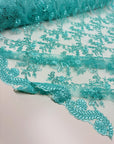 Tiffany Floral Lace Fabric by Yard Embroidery Corded With Sequins Fabric Non Stretch for Formal Wear, Bridal Gowns, Event Decoration