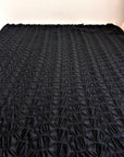 Black Textured Diamond Jacquard Fabric by Yard, 3D Ruched 4 Way Stretch Spandex for Prom Dresses, Leggings, Scrunchies, DIY 260 GSM