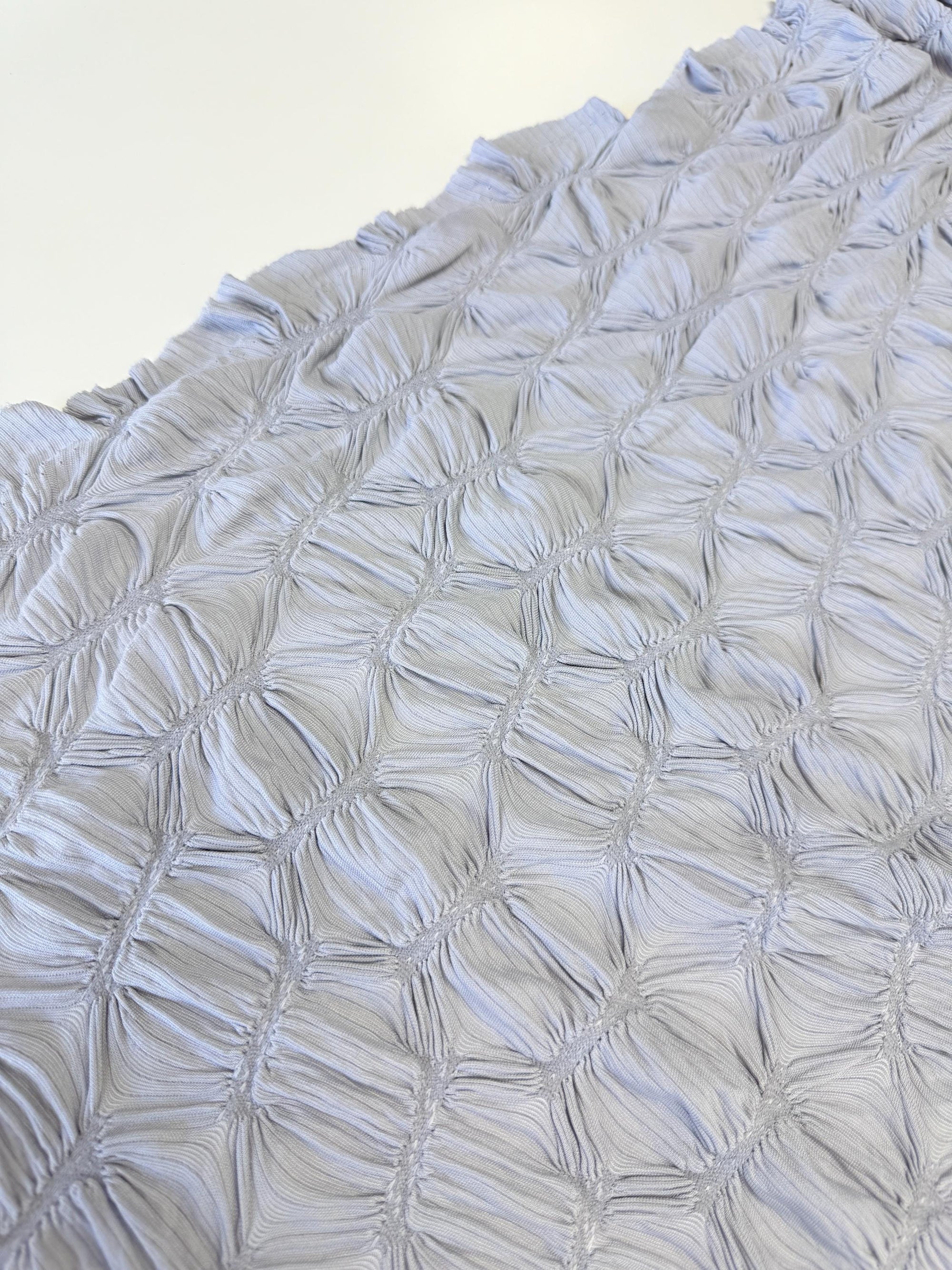 Silver Textured Diamond Jacquard Fabric by Yard, 3D Gray Ruched 4 Way Stretch Spandex for Prom Dresses, Leggings, Scrunchies, DIY 260 GSM