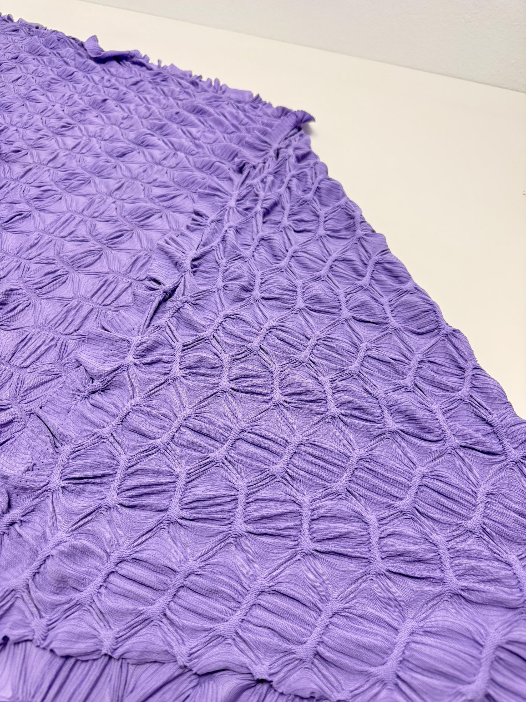 Lavender Textured Diamond Jacquard Fabric by the Yard, 3D Violet 4 Way Stretch Spandex for Prom Dresses, Leggings Scrunchies DIY 260 GSM