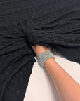 Black Textured Diamond Jacquard Fabric by Yard, 3D Ruched 4 Way Stretch Spandex for Prom Dresses, Leggings, Scrunchies, DIY 260 GSM