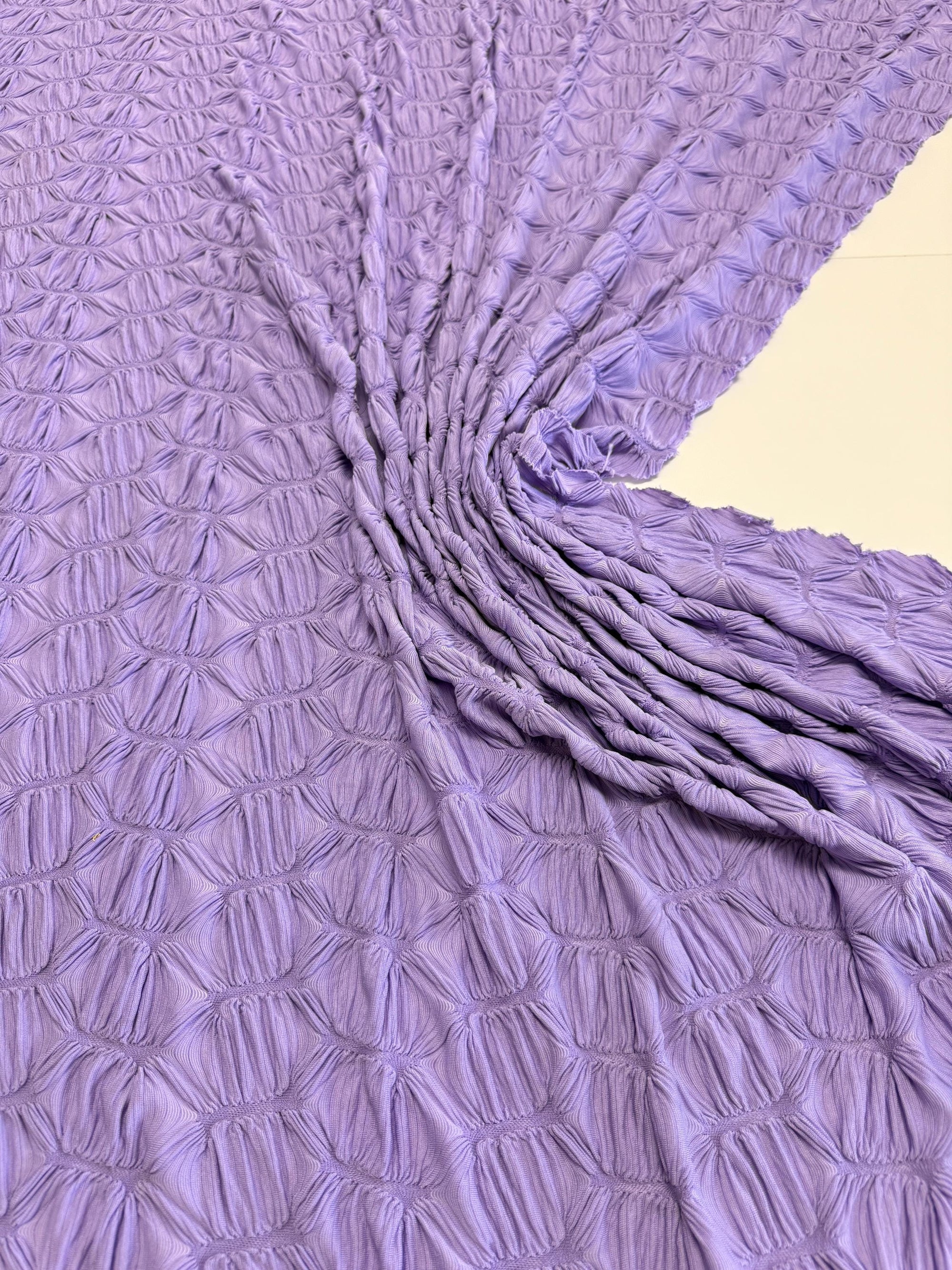 Lavender Textured Diamond Jacquard Fabric by the Yard, 3D Violet 4 Way Stretch Spandex for Prom Dresses, Leggings Scrunchies DIY 260 GSM