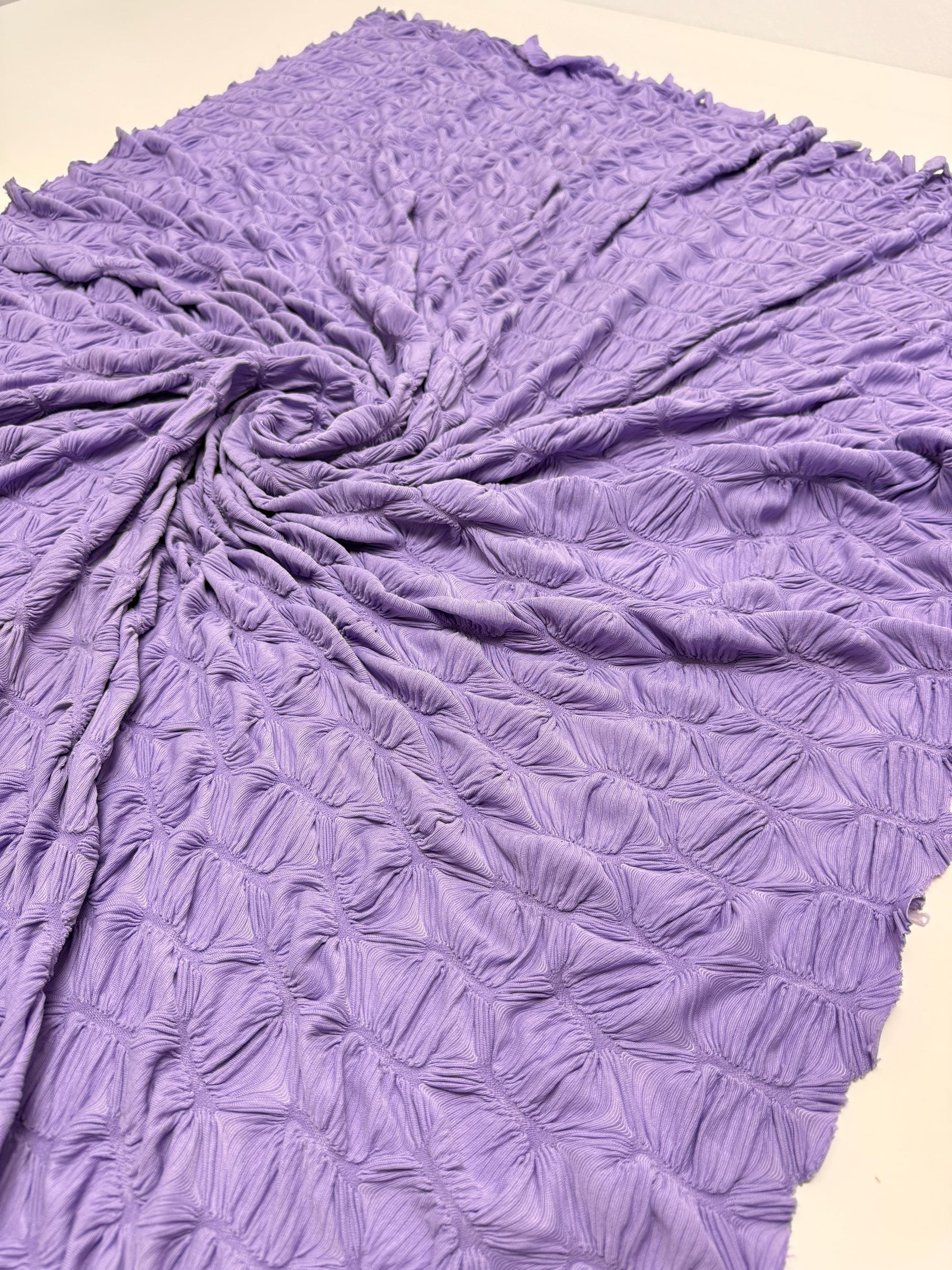 Lavender Textured Diamond Jacquard Fabric by the Yard, 3D Violet 4 Way Stretch Spandex for Prom Dresses, Leggings Scrunchies DIY 260 GSM