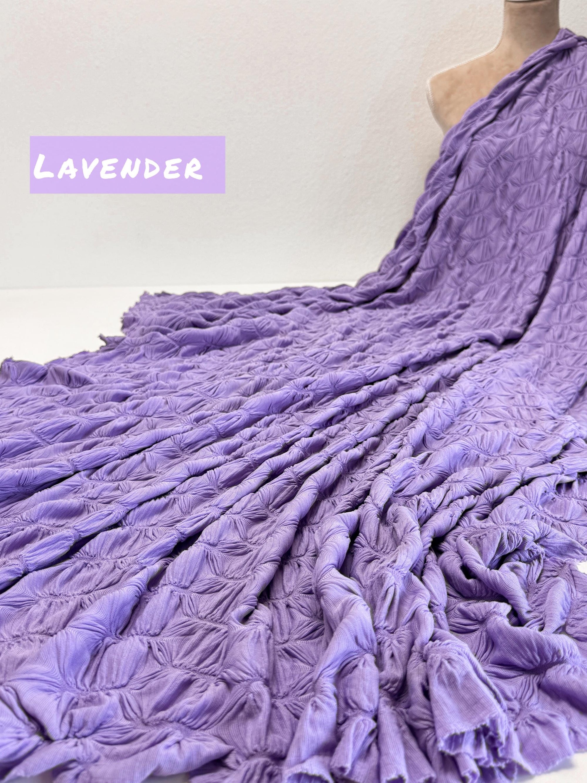 Lavender Textured Diamond Jacquard Fabric by the Yard, 3D Violet 4 Way Stretch Spandex for Prom Dresses, Leggings Scrunchies DIY 260 GSM