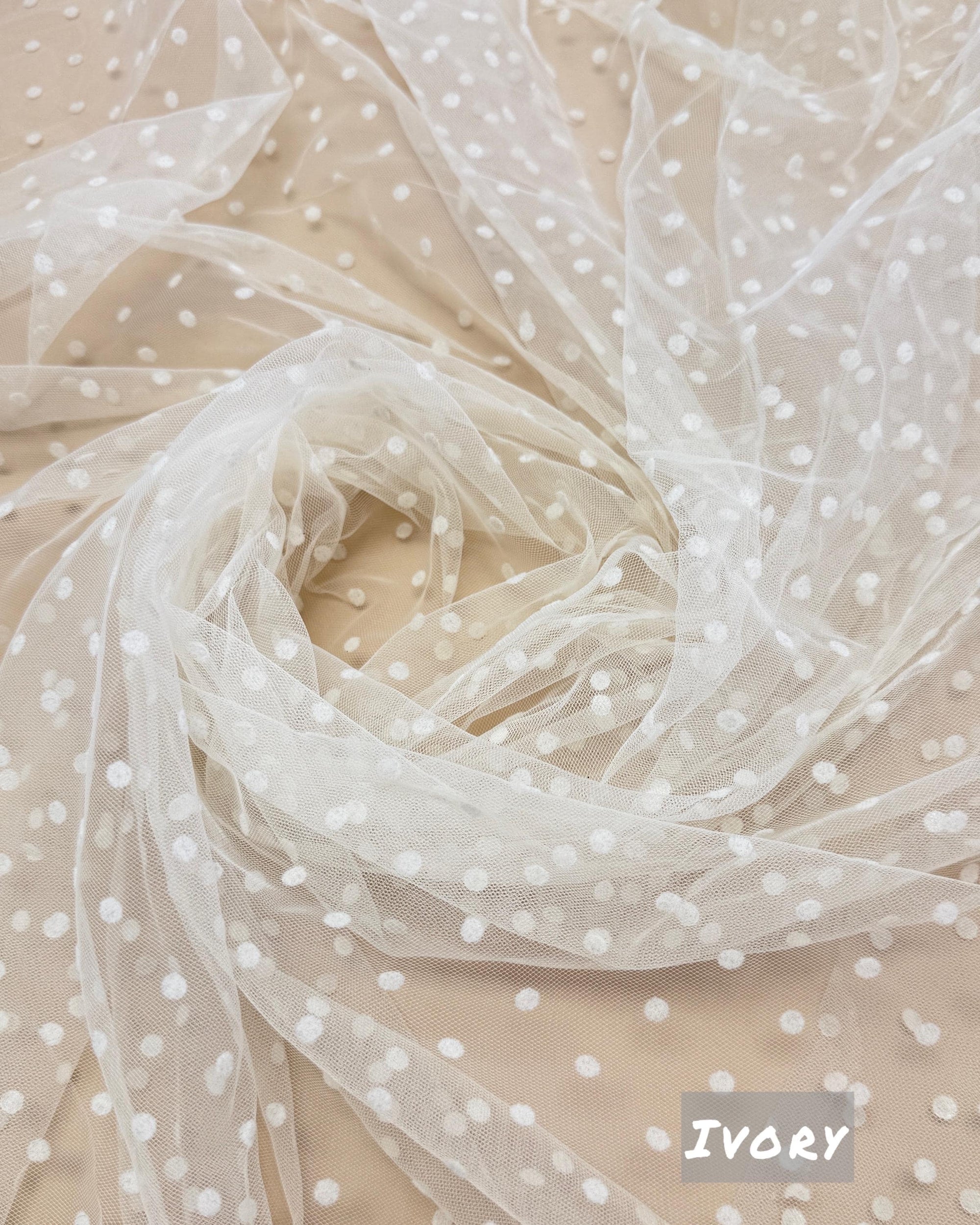 Sheer Polka Dot Mesh Fabric by Yard, Soft Mini Velvet Polka Dots on Lightweight Tulle for Bridal Veils, Girls Tutu Mesh, Curtains and Crafts