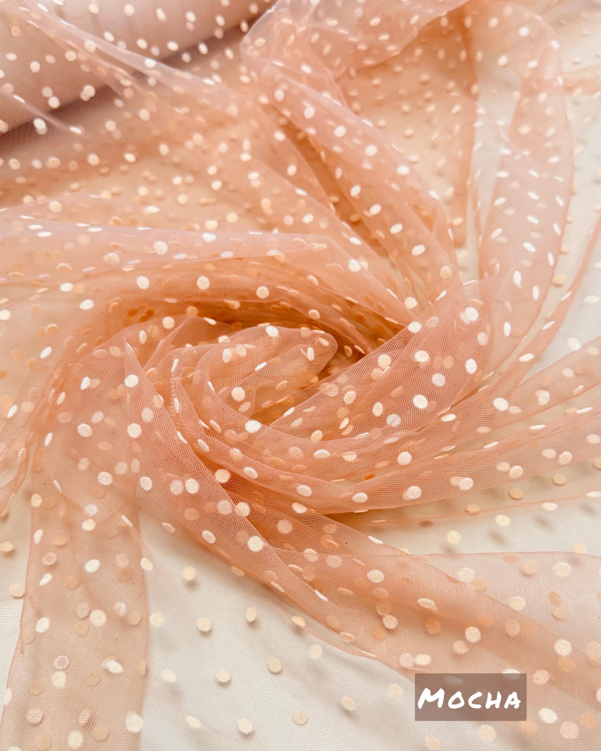 Sheer Polka Dot Mesh Fabric by Yard, Soft Mini Velvet Polka Dots on Lightweight Tulle for Bridal Veils, Girls Tutu Mesh, Curtains and Crafts