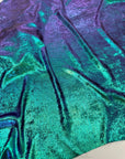 Iridescent Galaxy Foil Fabric by Yard, Teal and Purple Metallic Material Hologram for Kimonos, Kids, Dresses, Gowns, Costumes Crafts 115GSM