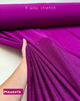 Metallic Lurex Spandex Fabric by Yard, Shimmer 4 way Stretch Material for Luxury Gowns Dresses, Backdrops Event Decoration Material 60''