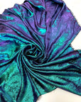 Iridescent Galaxy Foil Fabric by Yard, Teal and Purple Metallic Material Hologram for Kimonos, Kids, Dresses, Gowns, Costumes Crafts 115GSM