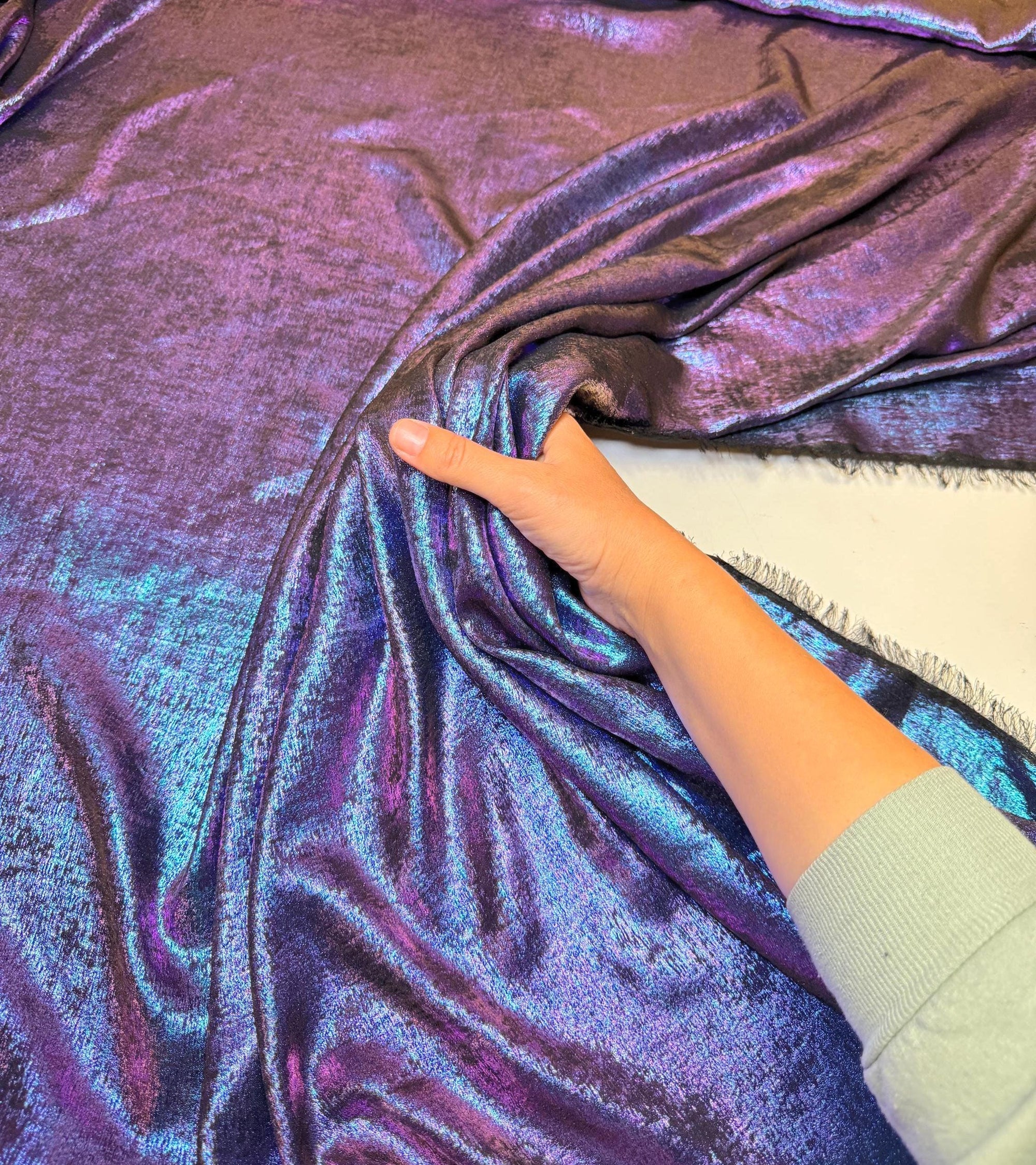 Purple Galaxy Foil Multi Shimmer Metallic Fabric by Yard Reflective Shiny Hologram Iridescent Material for Kimonos Kids Dress Crafts 115GSM