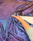 Purple Galaxy Foil Multi Shimmer Metallic Fabric by Yard Reflective Shiny Hologram Iridescent Material for Kimonos Kids Dress Crafts 115GSM