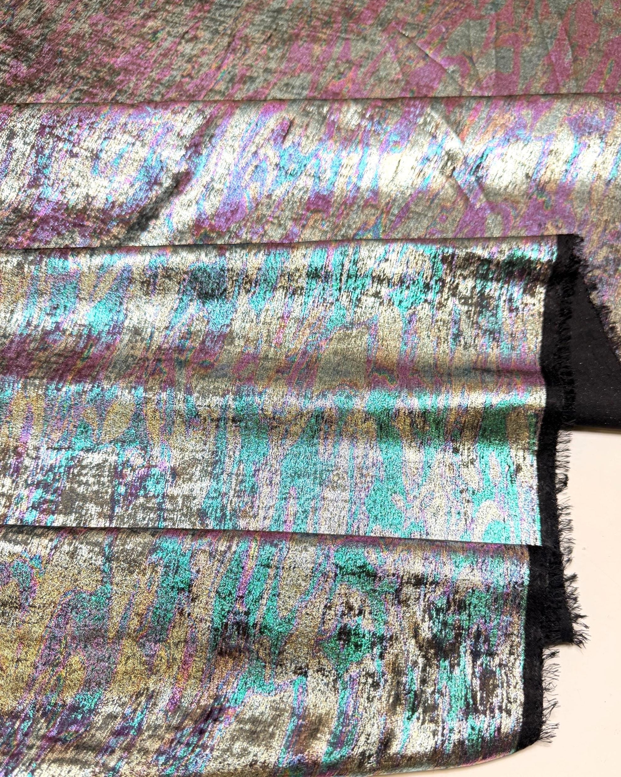 Iridescent Galaxy Foil Fabric by Yard, Shimmer Metallic Gold Hologram, for Cosplay Costumes