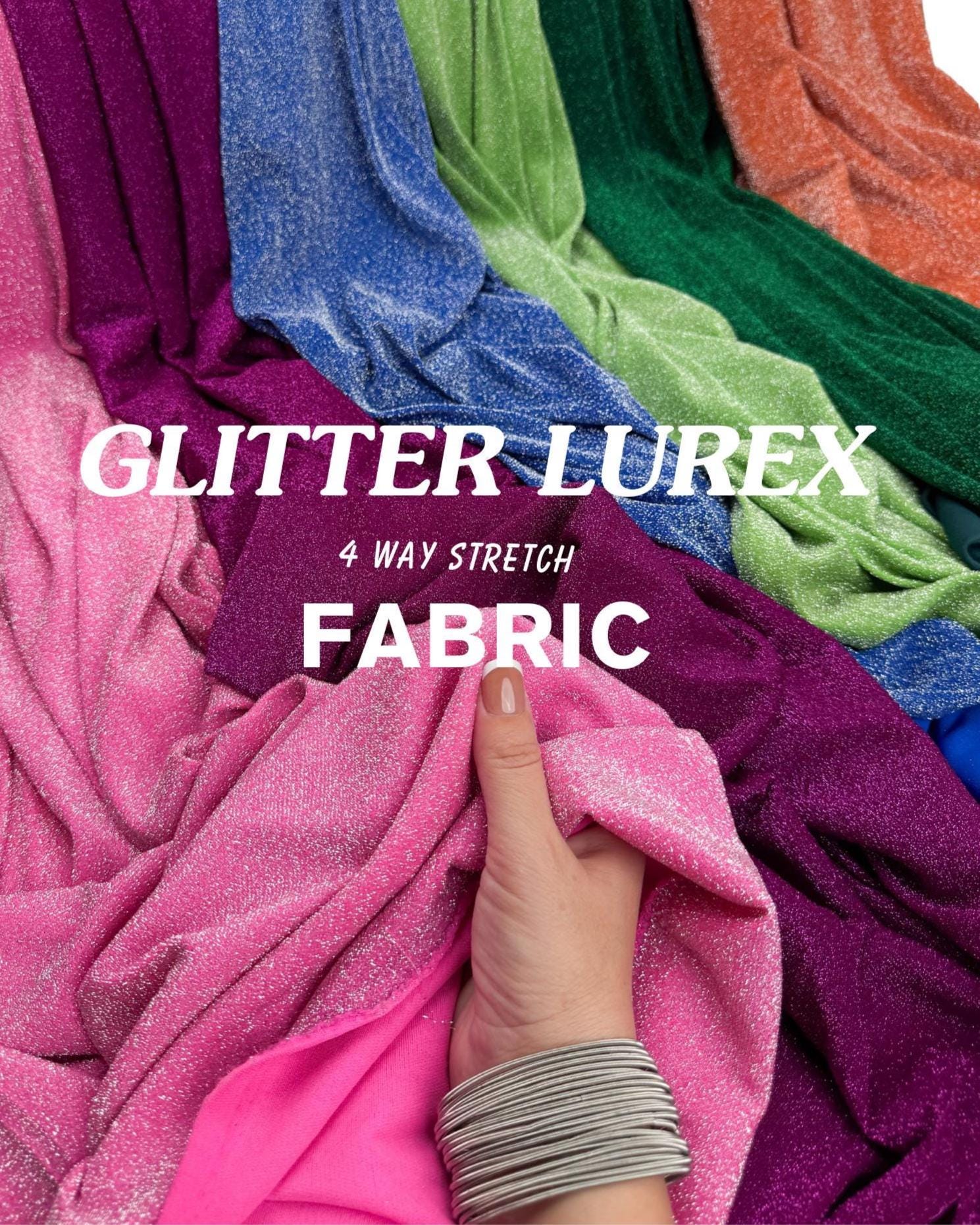 Metallic Lurex Spandex Fabric by Yard, Shimmer 4 way Stretch Material for Luxury Gowns Dresses, Backdrops Event Decoration Material 60''