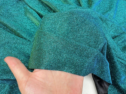 Jade Lurex Foam Glitter Knit Fabric by Yard, Reflective Blue Green Stretch Fabric, Shimmer Material for Gowns, Backdrops, Costumes ,Crafts - from Gala Textile